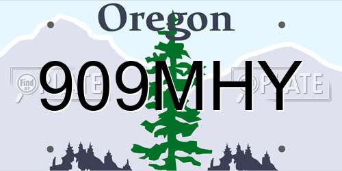 909MHY Oregon License Plate