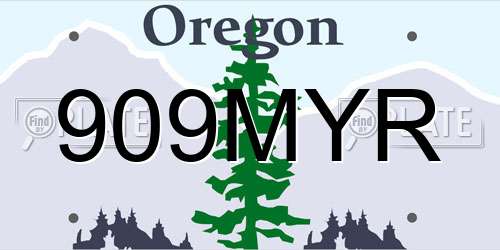 909MYR Oregon License Plate