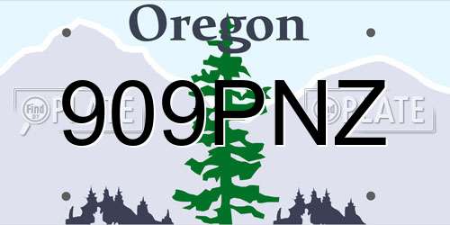 909PNZ Oregon License Plate