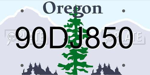 90DJ850 Oregon License Plate