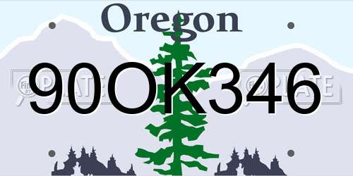 90OK346 Oregon License Plate