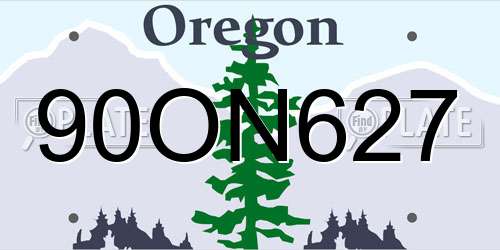 90ON627 Oregon License Plate