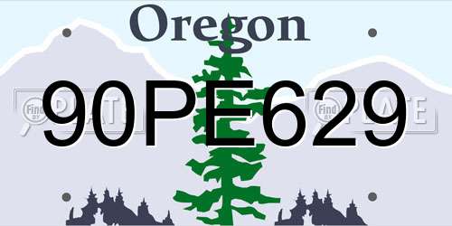 90PE629 Oregon License Plate