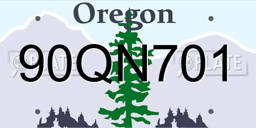 90QN701 Oregon License Plate