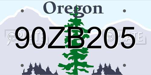 90ZB205 Oregon License Plate