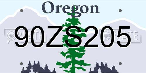 90ZS205 Oregon License Plate