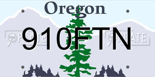910FTN Oregon License Plate