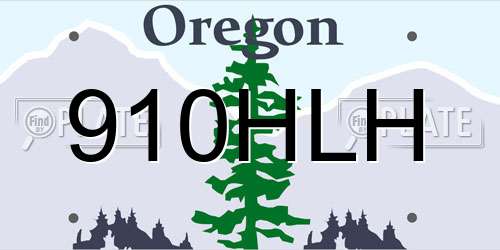 910HLH Oregon License Plate