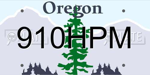 910HPM Oregon License Plate