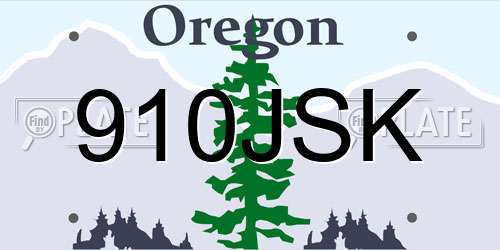 910JSK Oregon License Plate