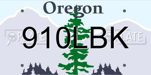 910LBK Oregon License Plate