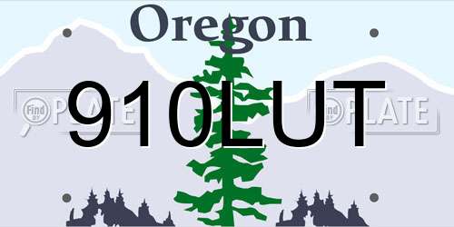 910LUT Oregon License Plate