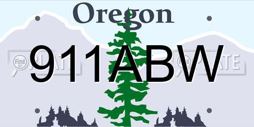 911ABW Oregon License Plate