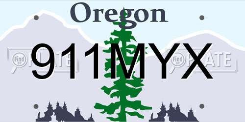 911MYX Oregon License Plate