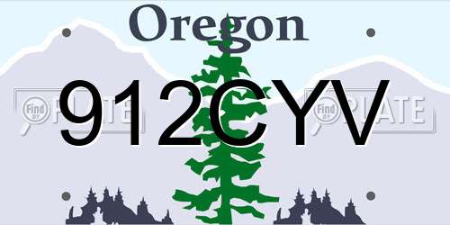 912CYV Oregon License Plate