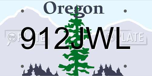 912JWL Oregon License Plate