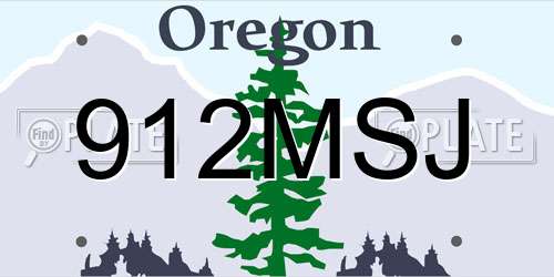 912MSJ Oregon License Plate