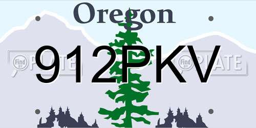 912PKV Oregon License Plate