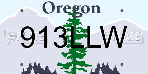 913LLW Oregon License Plate