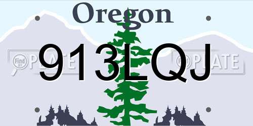 913LQJ Oregon License Plate