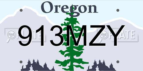 913MZY Oregon License Plate