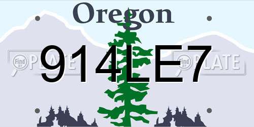 914LE7 Oregon License Plate