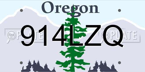914LZQ Oregon License Plate