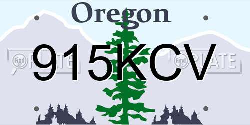 915KCV Oregon License Plate