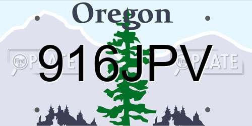 916JPV Oregon License Plate