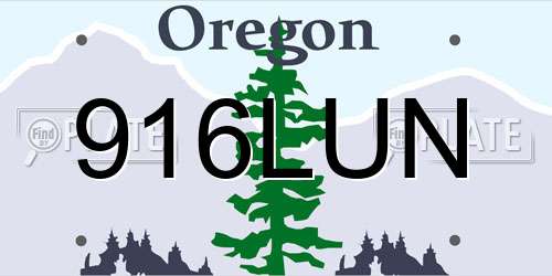 916LUN Oregon License Plate