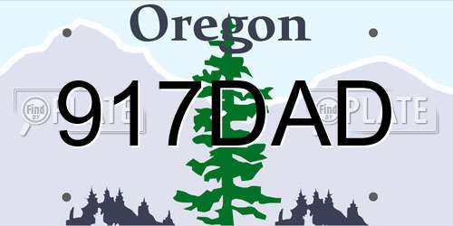 917DAD Oregon License Plate