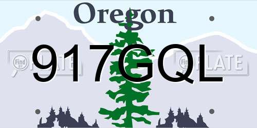 917GQL Oregon License Plate