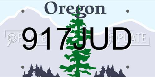 917JUD Oregon License Plate