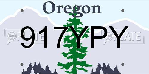 917YPY Oregon License Plate