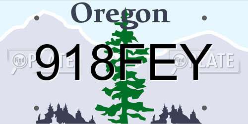 918FEY Oregon License Plate