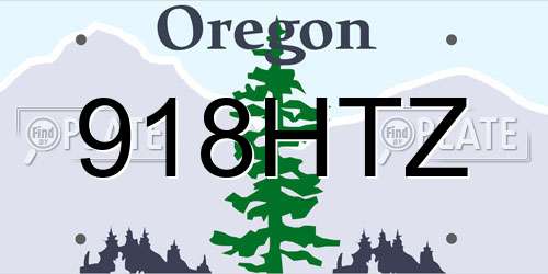 918HTZ Oregon License Plate