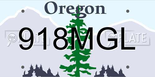 918MGL Oregon License Plate