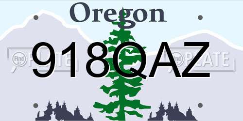 918QAZ Oregon License Plate