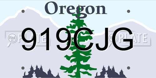 919CJG Oregon License Plate