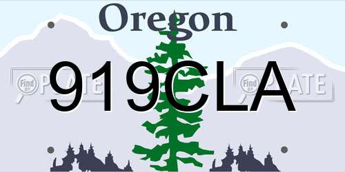 919CLA Oregon License Plate