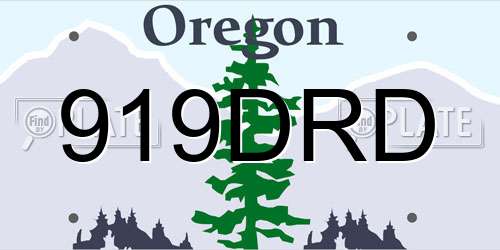 919DRD Oregon License Plate