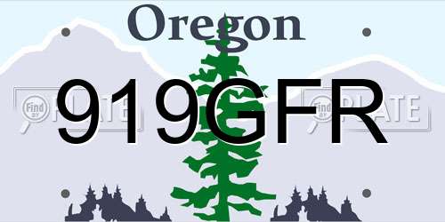 919GFR Oregon License Plate