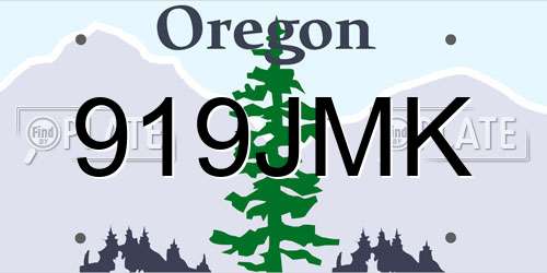 919JMK Oregon License Plate