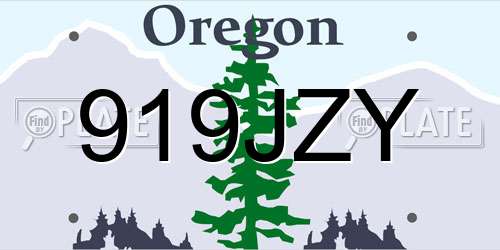 919JZY Oregon License Plate