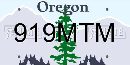 919MTM Oregon License Plate