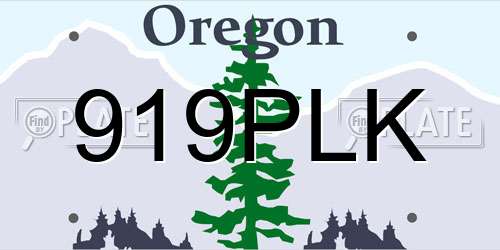 919PLK Oregon License Plate