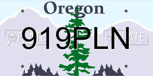 919PLN Oregon License Plate