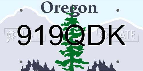919QDK Oregon License Plate