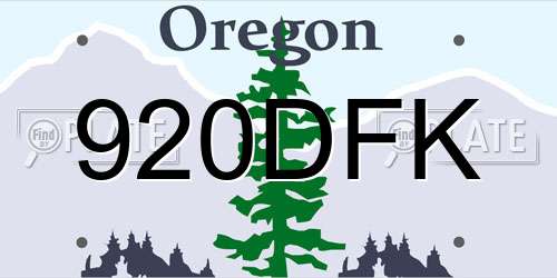 920DFK Oregon License Plate