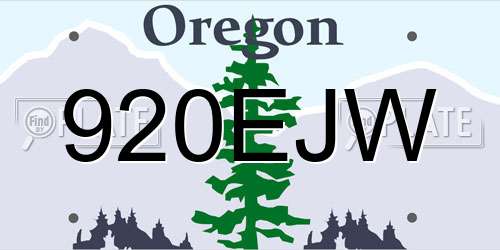 920EJW Oregon License Plate